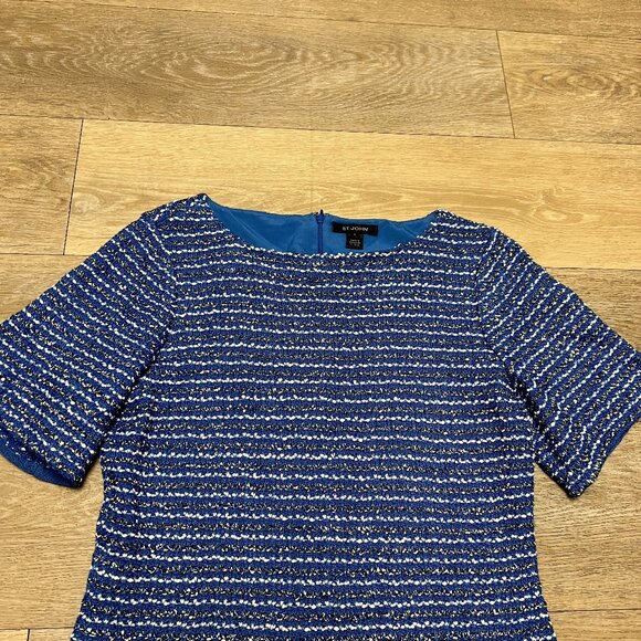 ST.JOHN “Butterfly Ribbon Tweed Knit Shesth Dress Size 8 NWOT 1395$ - Picture 5 of 15